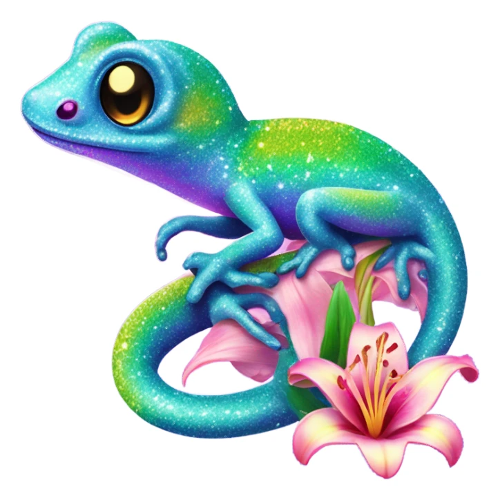 Lisa frank glitter gecko with a lily sticker