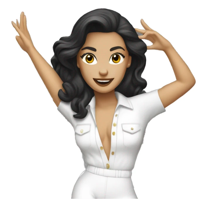 Studio 54 brunette white girl dancing wearing a white jumpsuit sticker