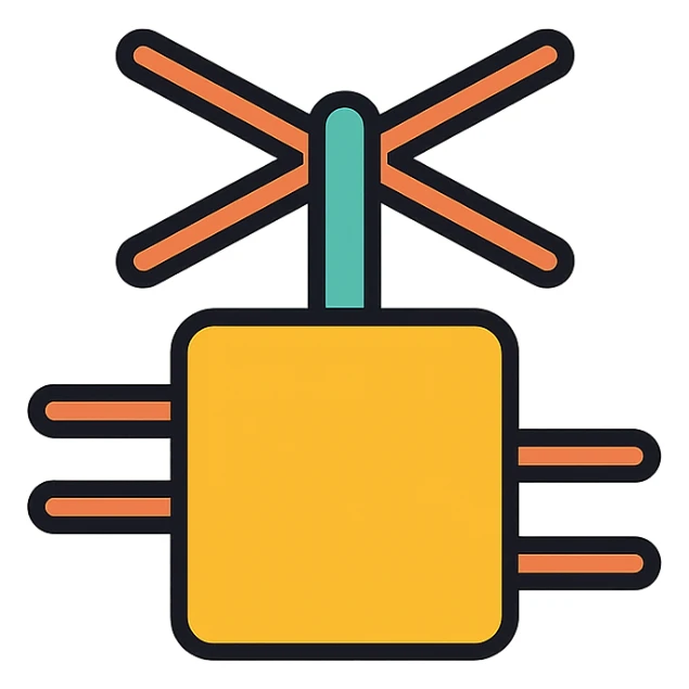 minimal classic TV antenna, color outline icon sticker