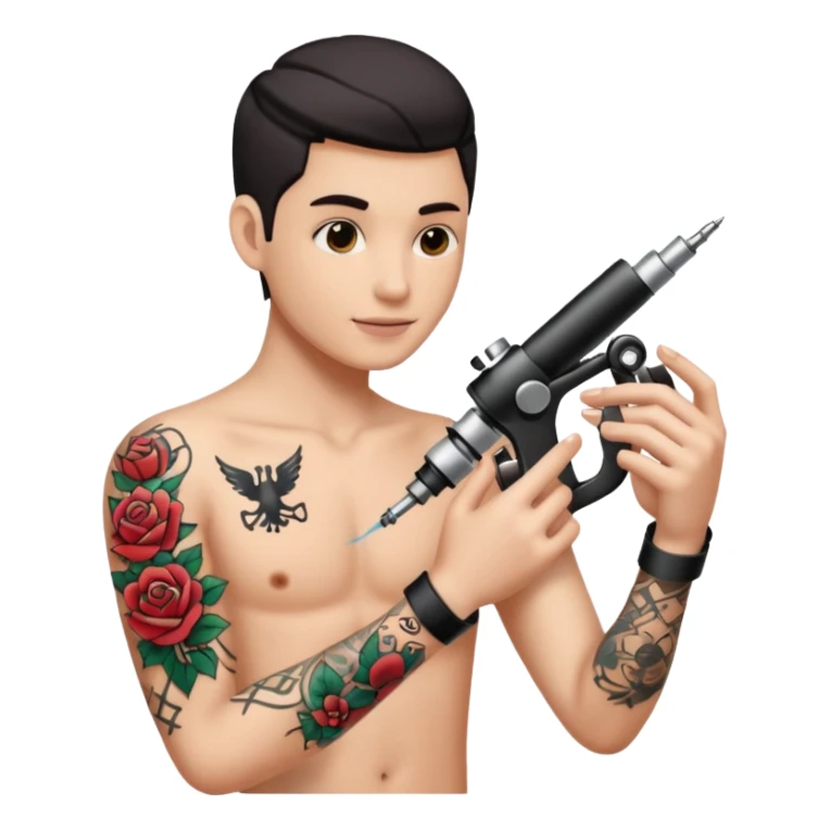 ahand that has a tattoo machine and its tattooing sticker