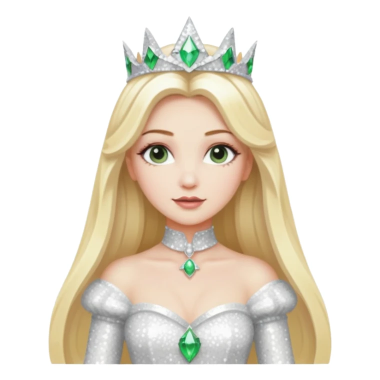 Th Good Witch from Oz with long blonde hair, white sequin outfit sticker