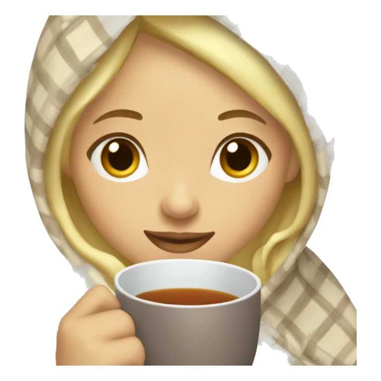 Blonde girl wrapped in blanket sipping tea sticker