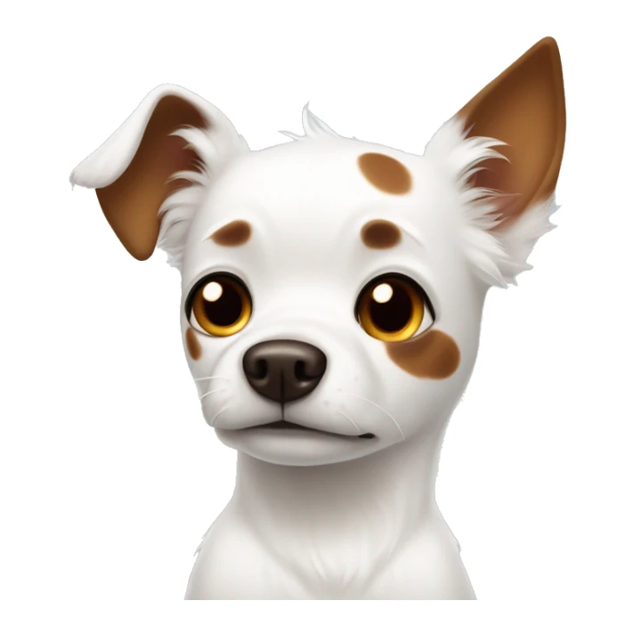 White dog with big brown spot on one eye. Little spots on ears sticker