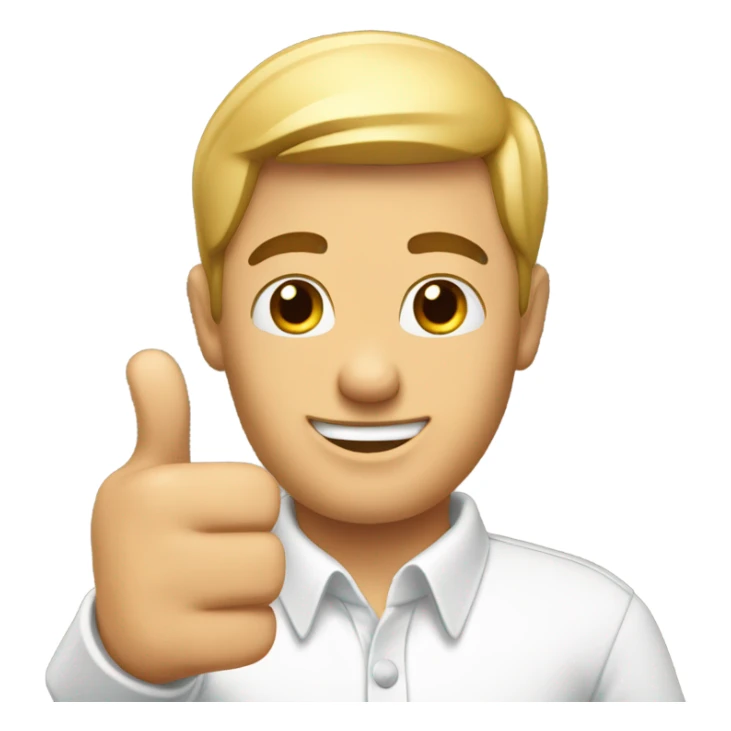 male in white collared shirt thumbs up sticker