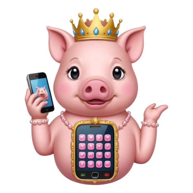  rich princess pig on an ornate cell phone sticker