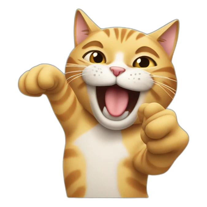 cat laughing and shoving index finger shhhhh sticker