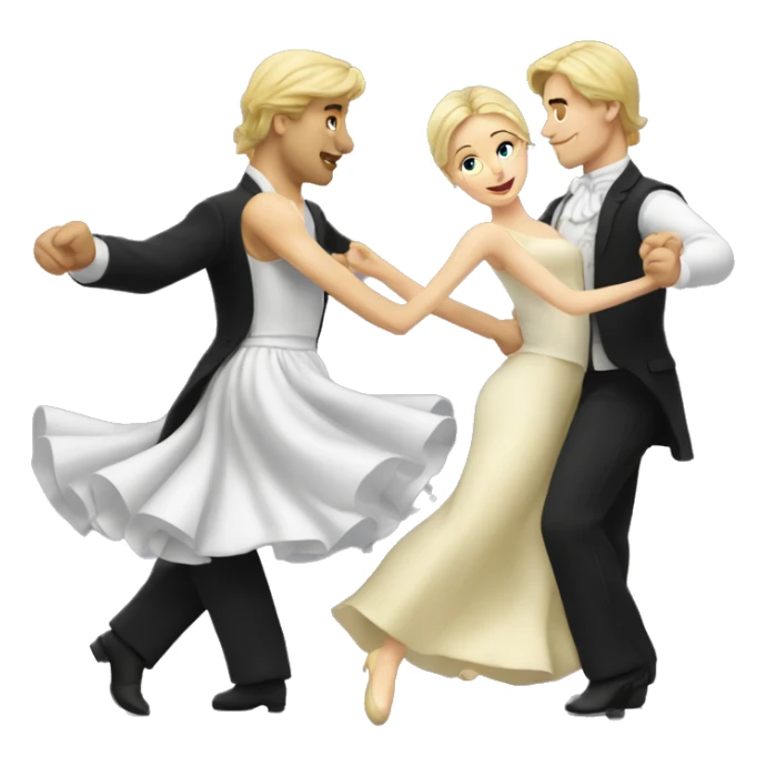 Blond man and dark hair woman dancing waltz sticker