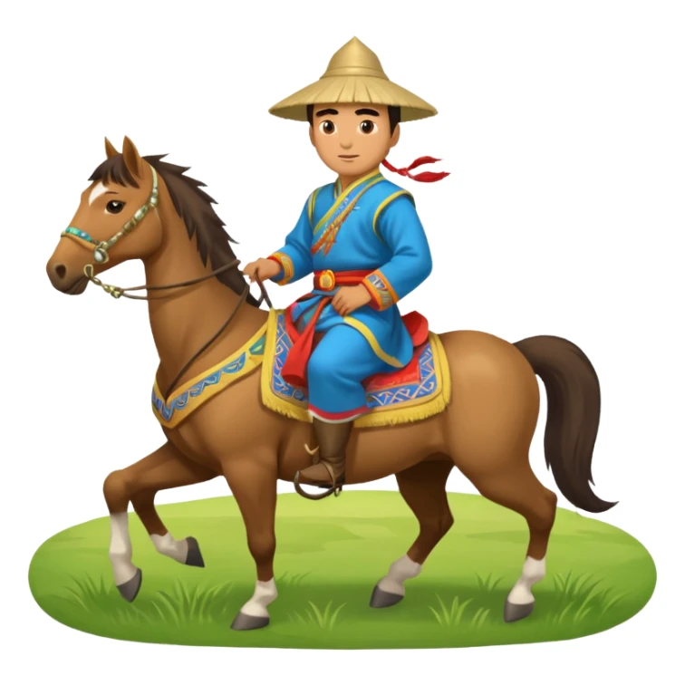 mongolian man on horse full body sticker
