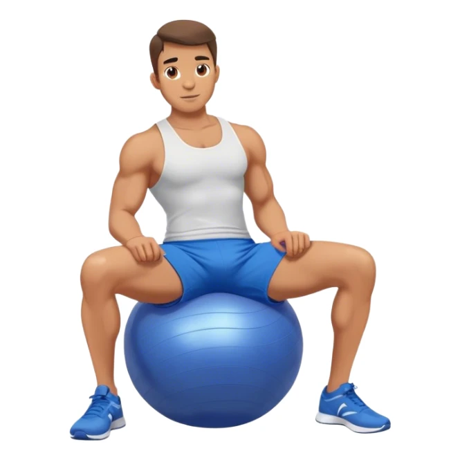 fit man with blue shorts stability ball exercises sticker