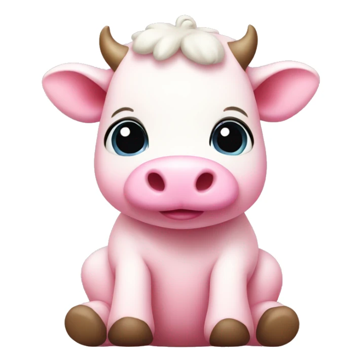 Pink baby cow sitting  sticker