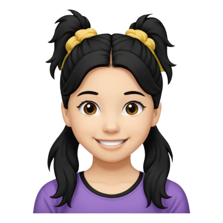 Teen girl with scrunchie ponytail black hair sticker