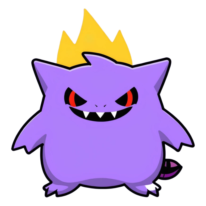 Gengar, the purple ghost Pokemon with red eyes and a mischievous grin sticker