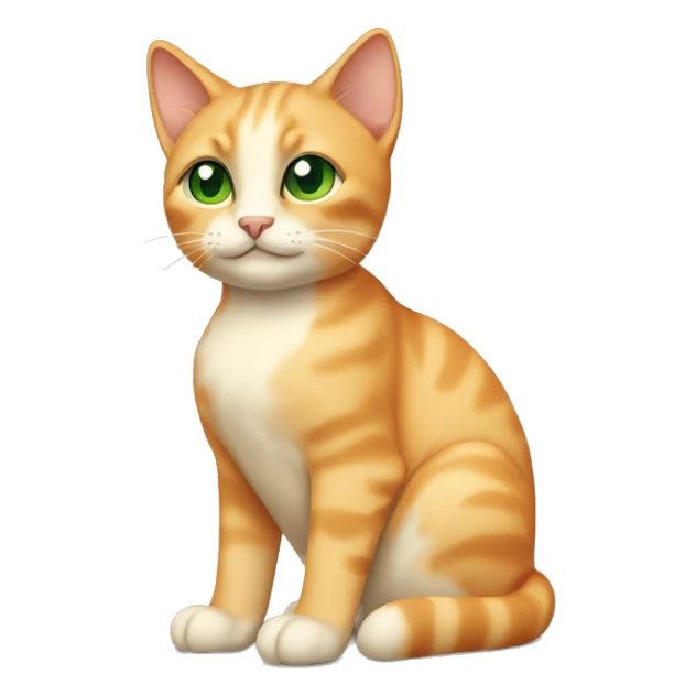light orange/cream colored cat with green eyes and tipped left ear sitting down  sticker