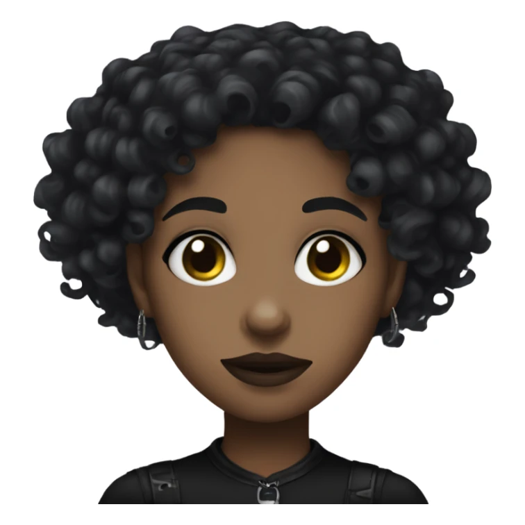 Black goth girl curly hair sticker