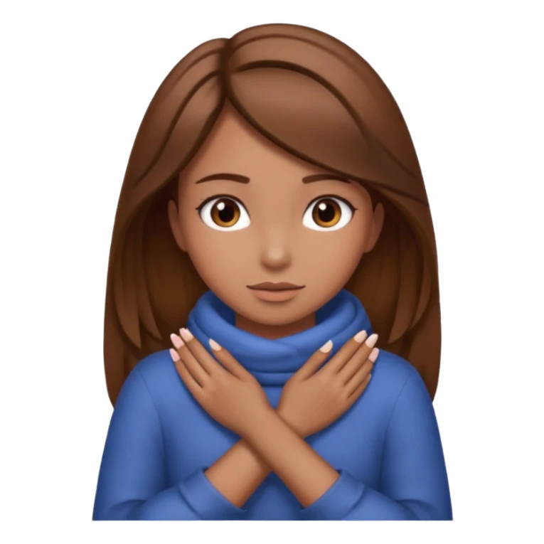 brown hair girl with hands wrapped around neck with nails sticker