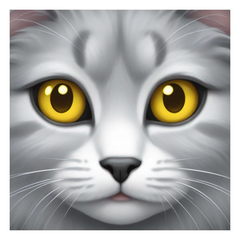 Grey and white fluffy cat with yellow eyes sticker