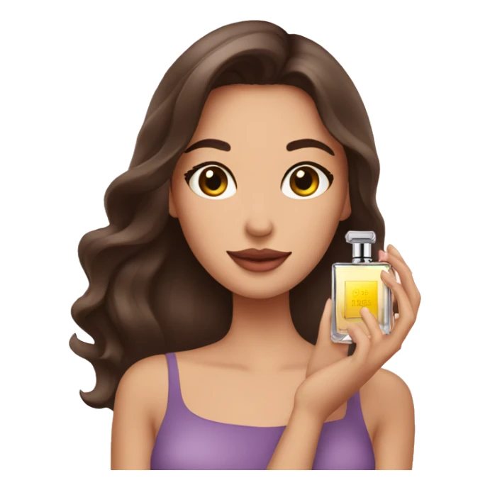 brunette girl holding perfume in her hand sticker