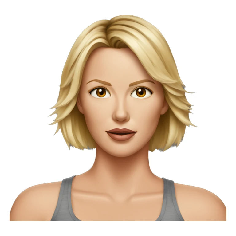 super realistic face of charlize theron wearing tank top sticker