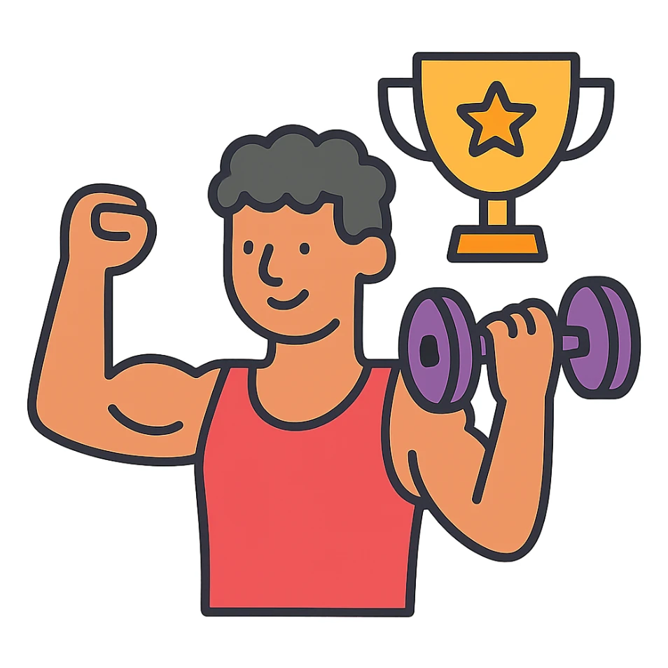 a sportman has a great results doing his workouts sticker