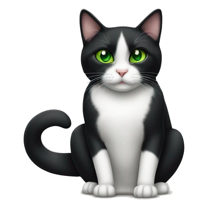 Tuxedo cat with green eyes sitting down sticker