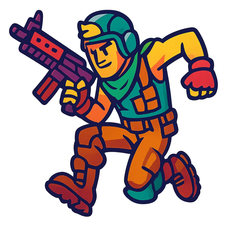 Fortnite character in vibrant cartoon style, action pose sticker