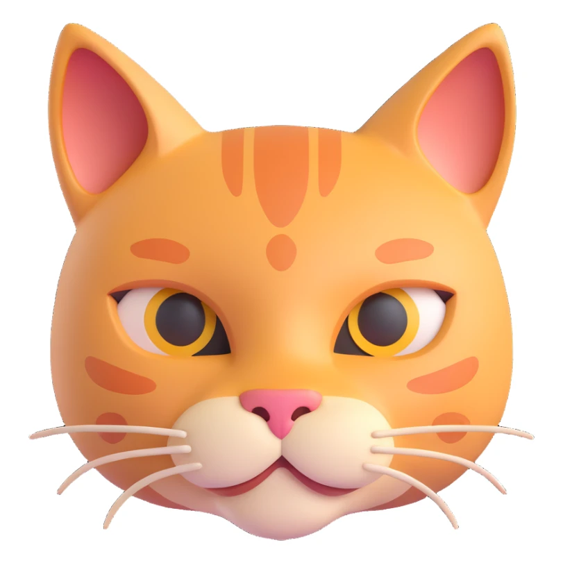 3D emoji style cat head only with neutral face inspired by Solana logo for a crypto project sticker