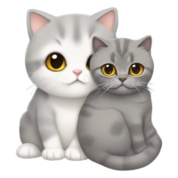 grey Scottish fold cuddling with a beige British shorthair  sticker