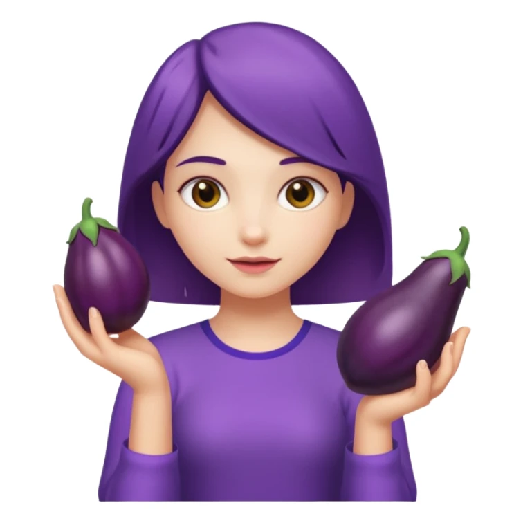 girl holding brinjal sticker