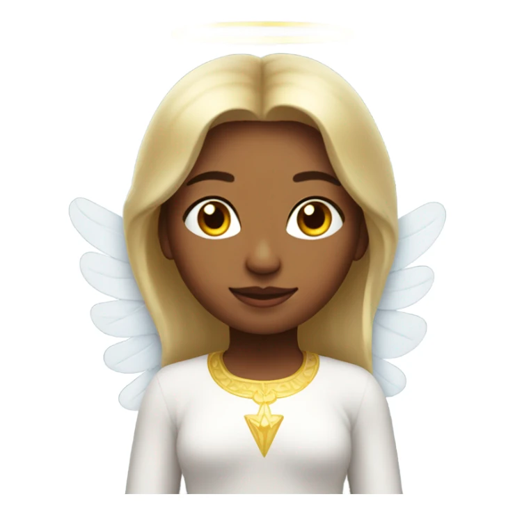 Peruvian female with angel wings, and a halo sticker