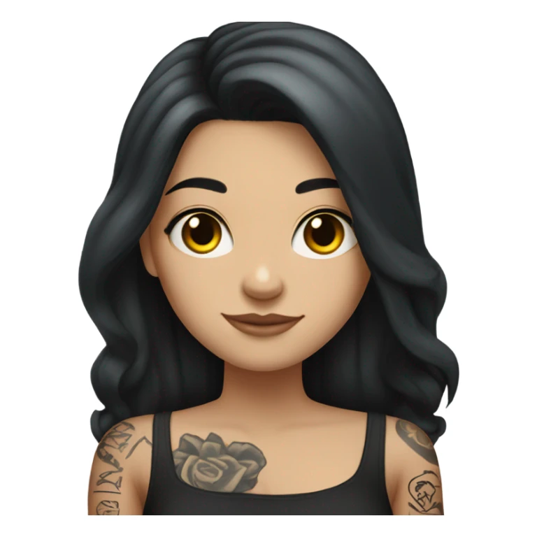 white girl with long black hair and tattoos sticker
