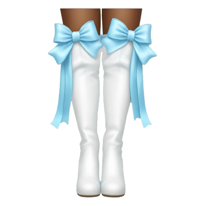 White thigh high boots with baby blue bows sticker