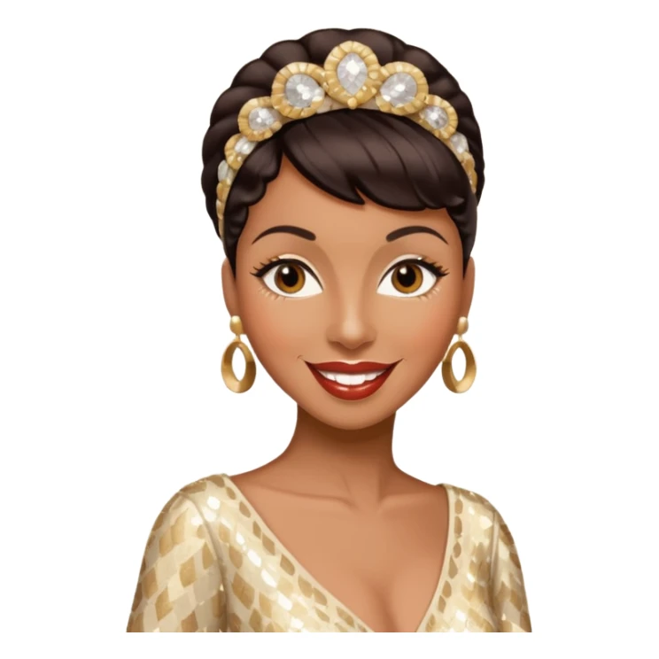 Josephine Baker with dark brown hair, cream sequin outfit sticker