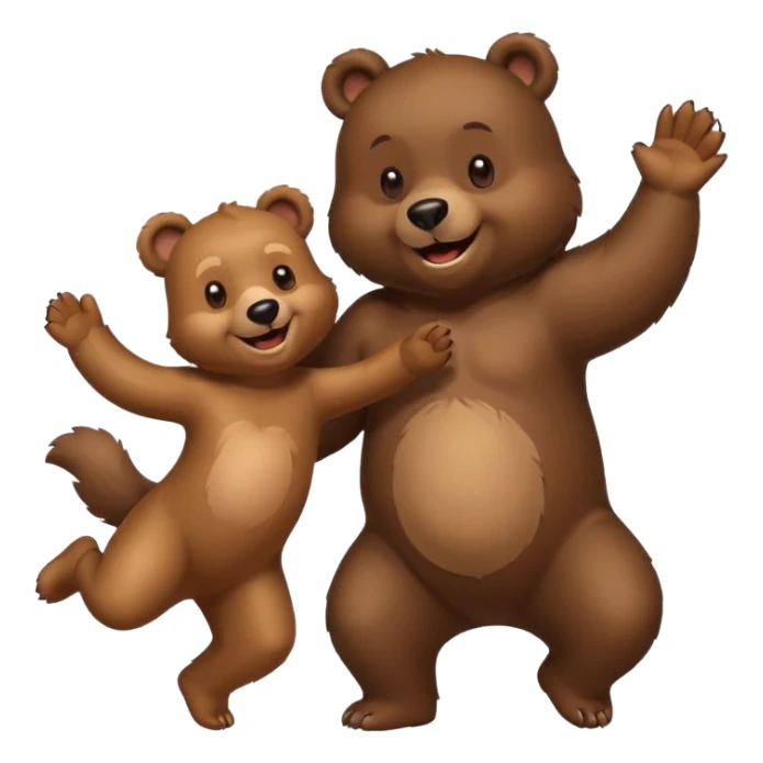 un ours très joyeux qui danse avec un chien sticker
