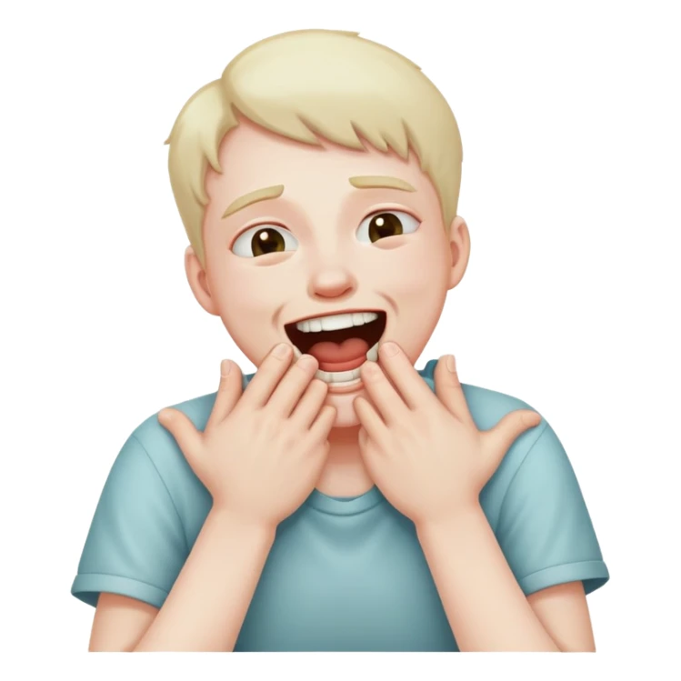 Person choking themselves with their hands and laughing sticker