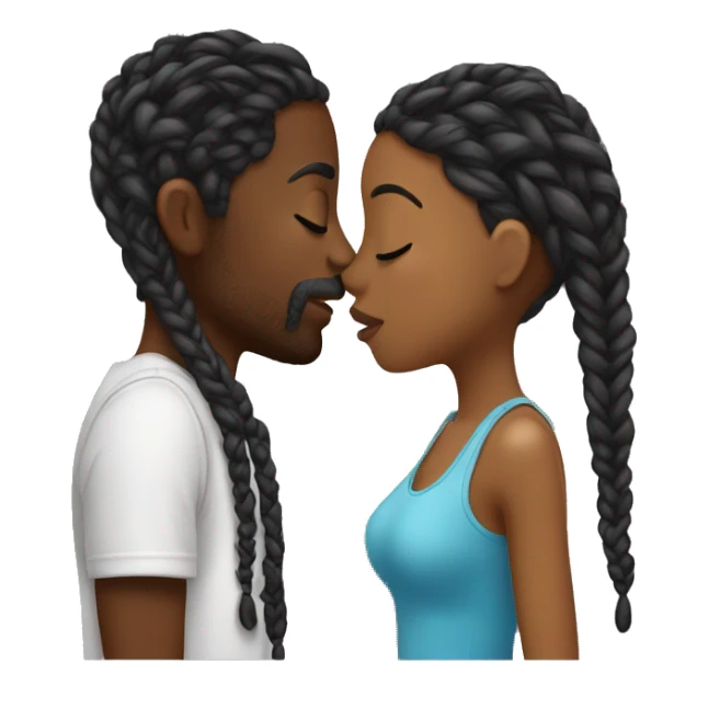 Black guy with braids kissing his girlfriend  sticker