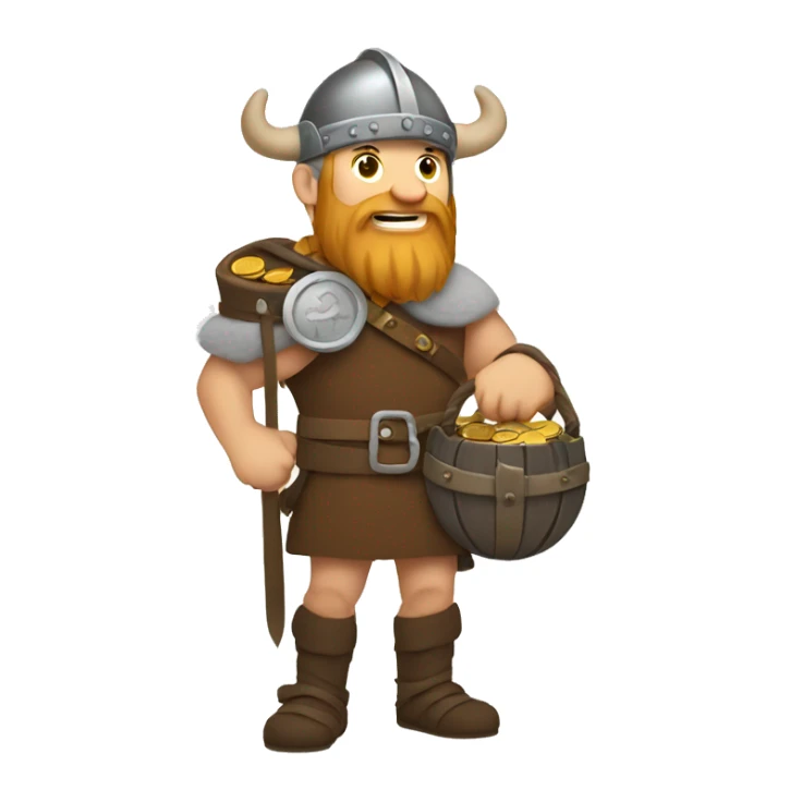 Viking holding a bag of coins  sticker