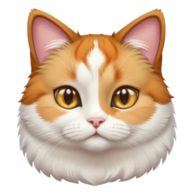 calico and white cat with small head, hazel eyes, and short but chubby body sticker