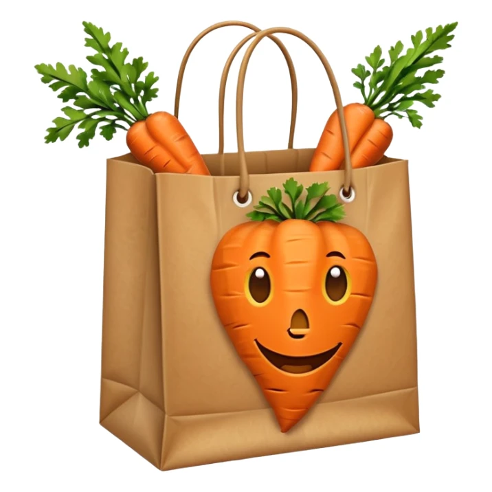 paper shopping bag with carrot. Transparent background sticker