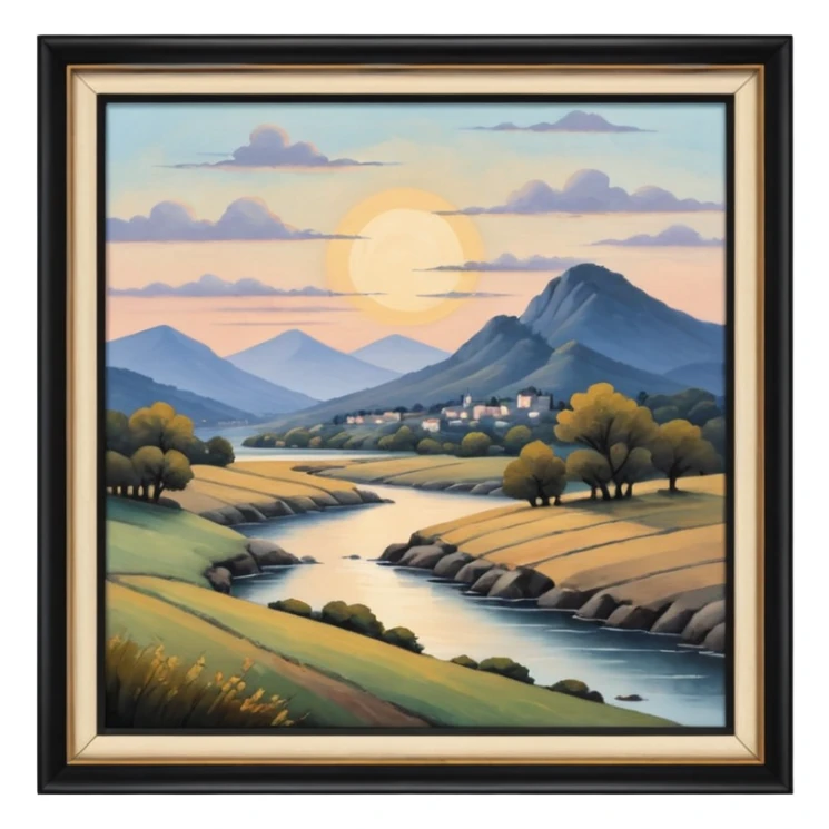 Old painting in the auction sticker