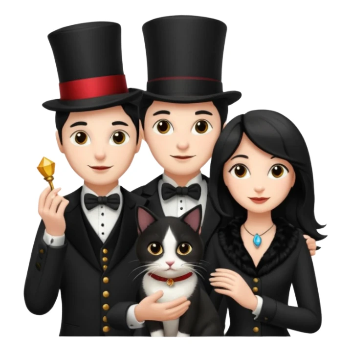 magician couple and their pet cat sticker