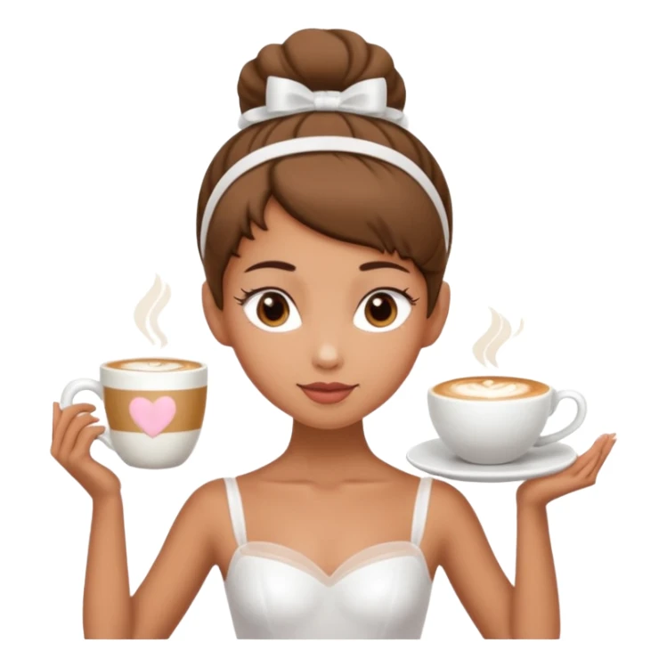 give me a ballerina with a cappuccino mug as her head sticker