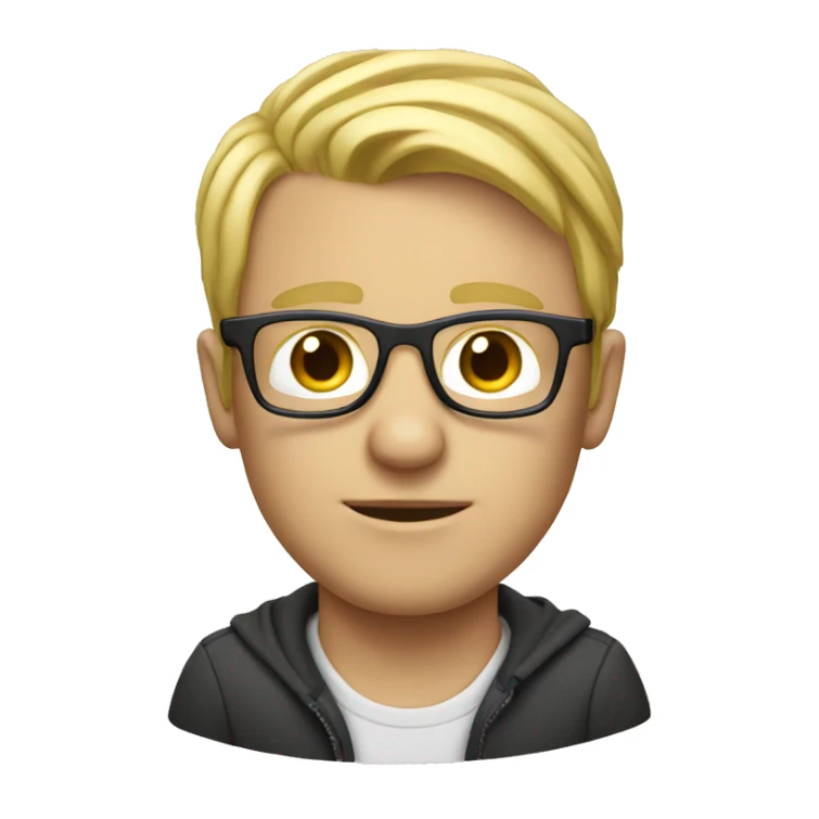 a white man on a laptop, blond hair, glasses sticker