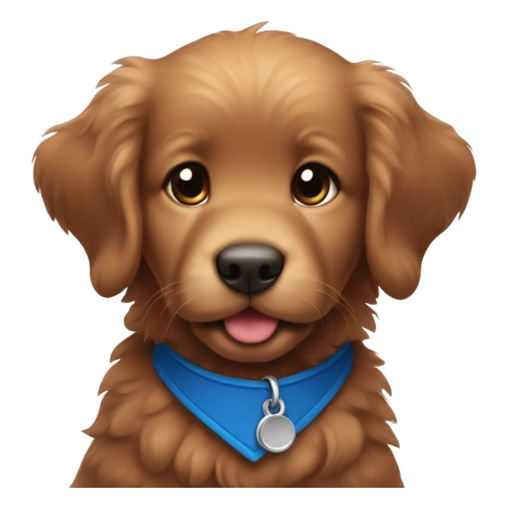 Chibi fluffy dark red retriever puppy with blue collar sticker