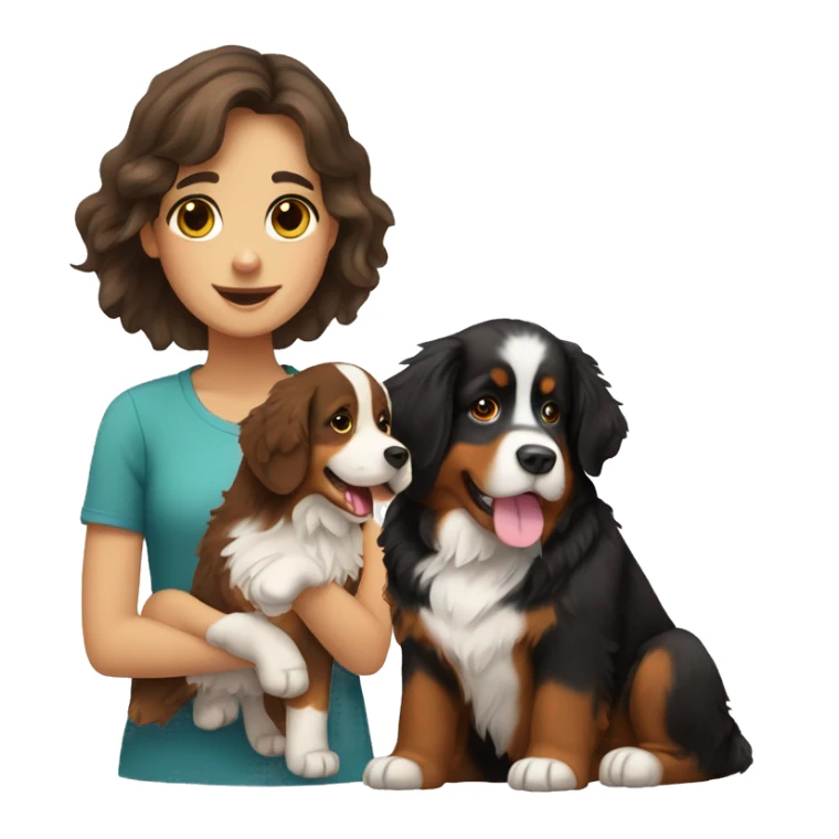 Bernese mountain dog with girl with brown hair sticker