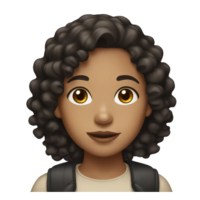 Girl with Curly black hair light tan skin and brown eyes sticker