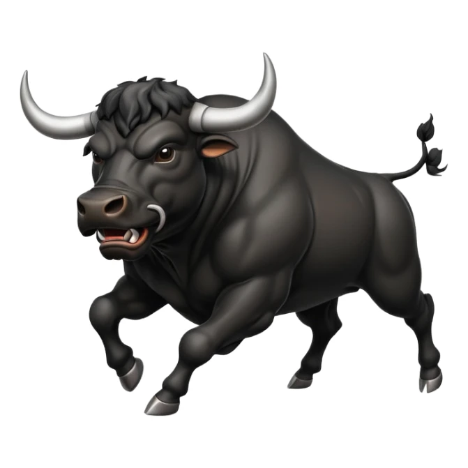 angry running black bull with steam from nostrils sticker