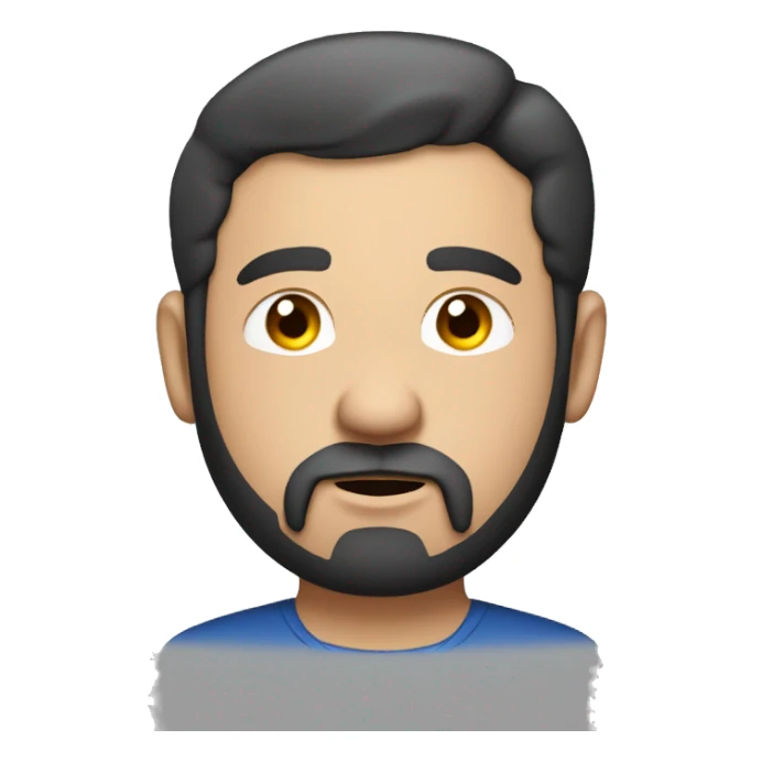 a man losing at casino at roulette, dark short hair, chubby face, red cheeks, blue shirt, short dark beard sticker