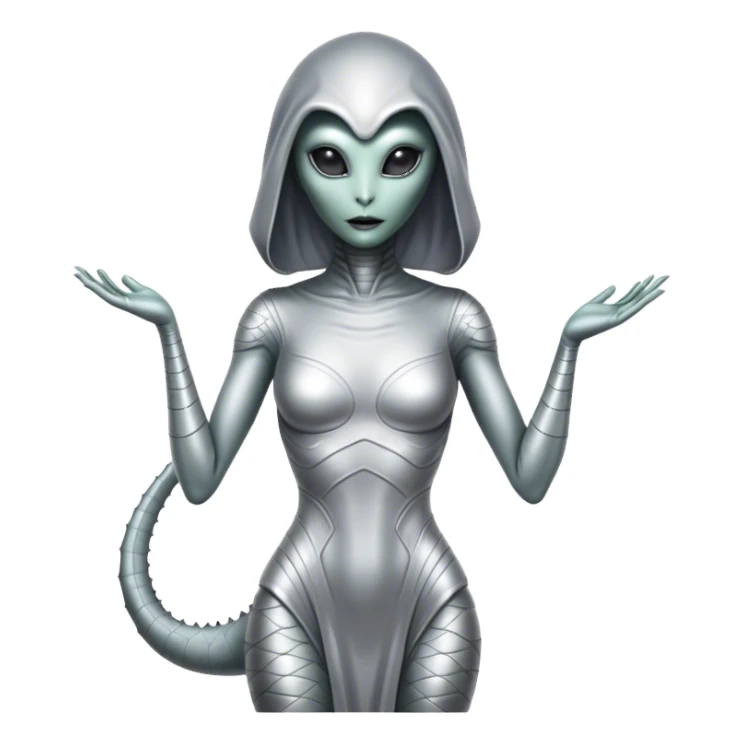 alien reptilian woman in silver dress sticker