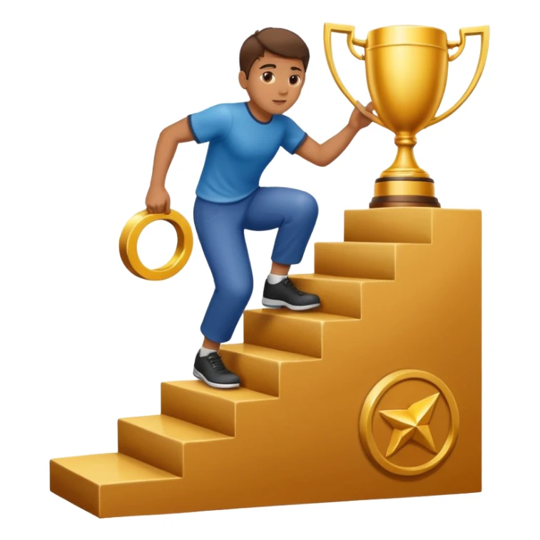 PERSONA SUBIENDO ESCALERA PARA ALCANZAR TROFEO sticker