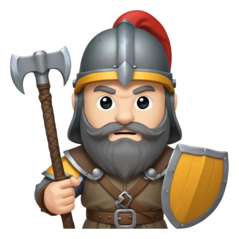 gimli the dwarf, dark beard, gray metal helmet, battle axe sticker